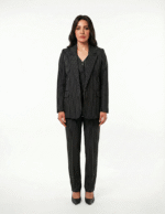 Regular women's suit trousers - Black Pinstriped