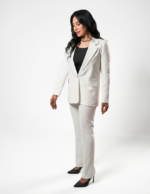 Regular women's suit trousers - White Pinstriped