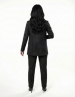 Regular women's suit trousers - Black Pinstriped