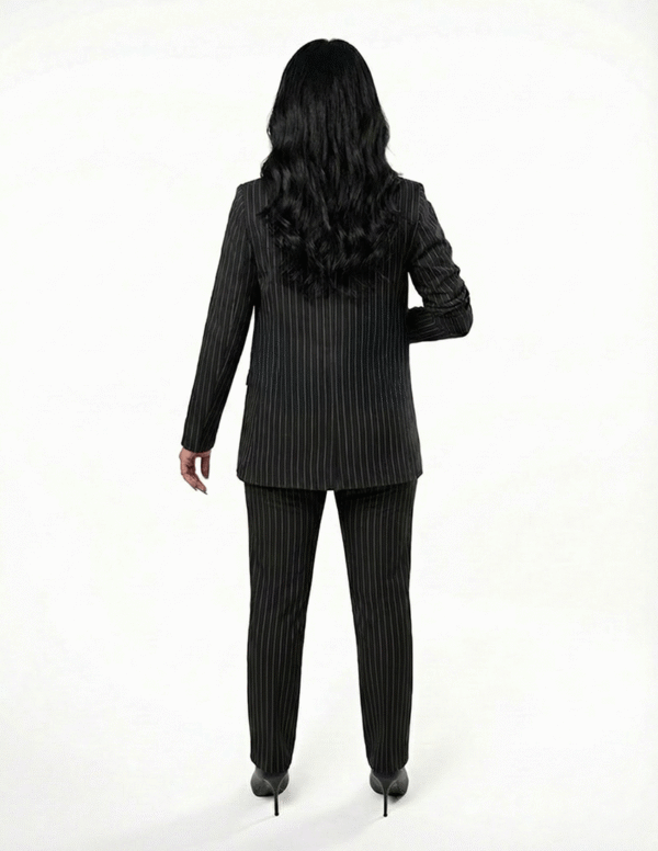 Regular women's suit trousers - Black Pinstriped