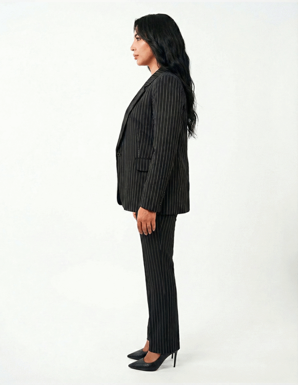 Regular women's suit trousers - Black Pinstriped