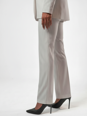 Regular women's suit trousers - White Pinstriped