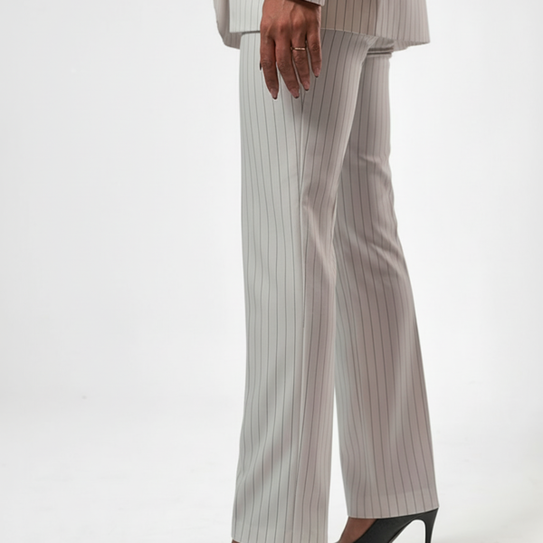 Regular women's suit trousers - White Pinstriped