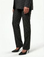 Regular women's suit trousers - Black Pinstriped
