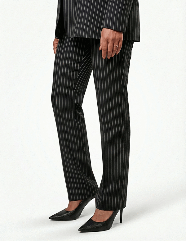 Regular women's suit trousers - Black Pinstriped