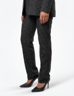 Single Button women's blazer -  Black Pinstriped