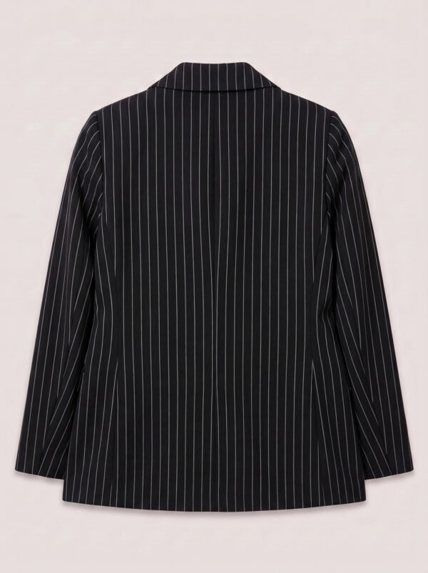 Double breasted women's blazer - Black Pinstriped