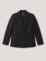 Double breasted women's blazer - Black Pinstriped
