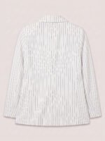 Double breasted women's blazer -  White Pinstriped