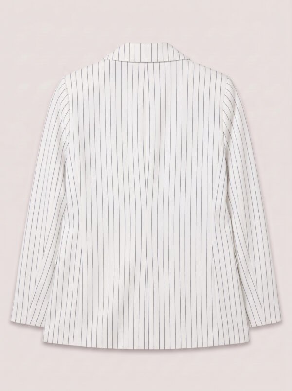 Double breasted women's blazer -  White Pinstriped