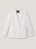 Double breasted women's blazer -  White Pinstriped
