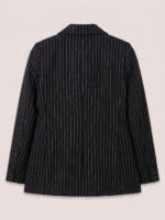 Single Button women's blazer -  Black Pinstriped