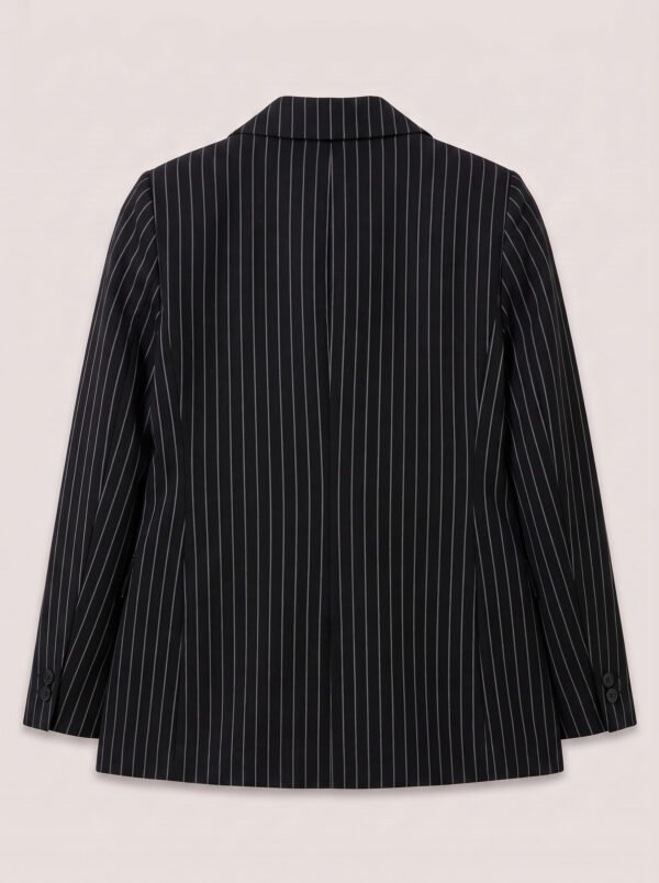 Single Button women's blazer -  Black Pinstriped