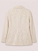 Single Button women's blazer - Off-White Pinstriped