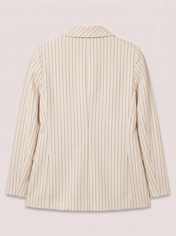 Single Button women's blazer - Off-White Pinstriped