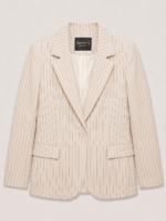 Single Button women's blazer - Off-White Pinstriped