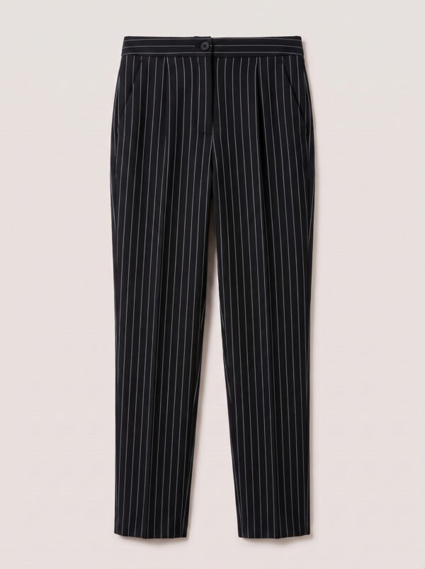Regular women's suit trousers - Black Pinstriped