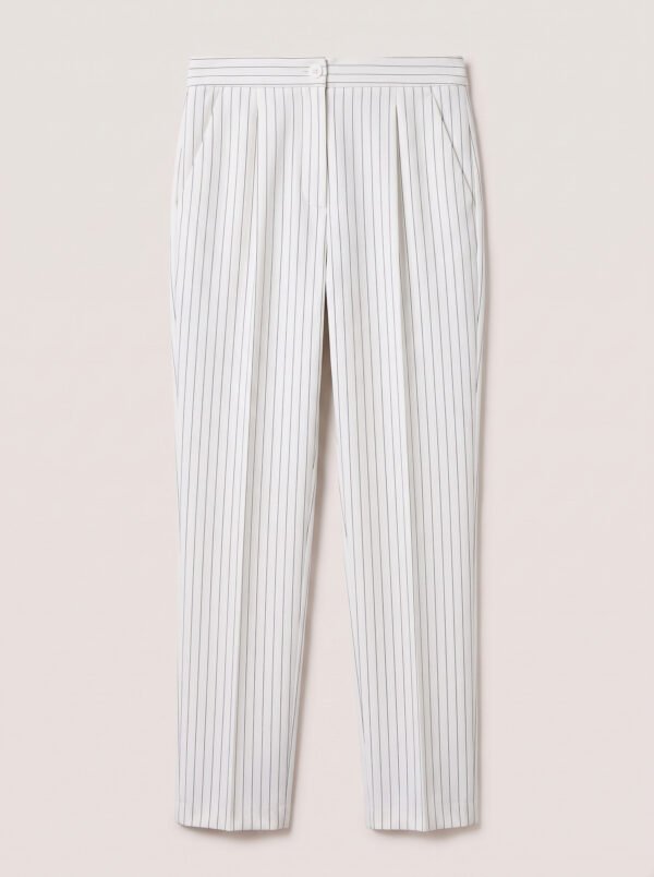 Regular women's suit trousers - White Pinstriped