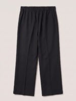 Wide legs Women Suit Trousers with Elastic Comfort Waist Bands - Black