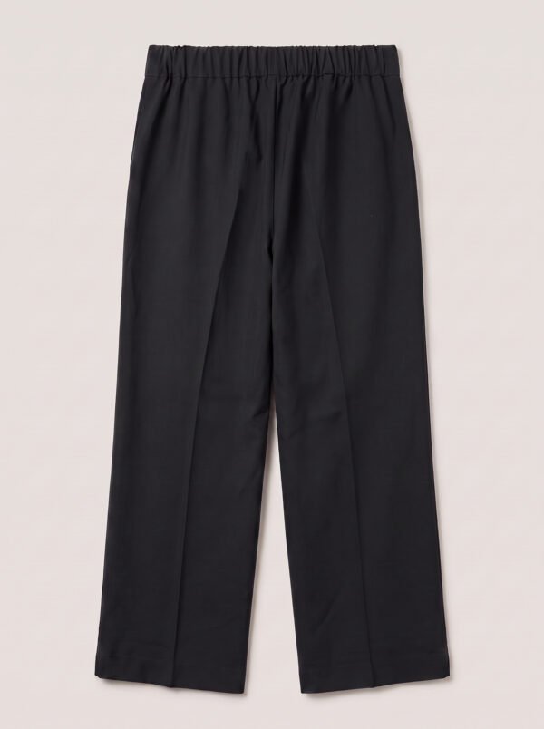 Wide legs Women Suit Trousers with Elastic Comfort Waist Bands - Black