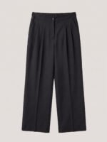 Wide legs Women Suit Trousers with Elastic Comfort Waist Bands - Black