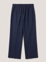 Wide legs Women Suit Trousers with Elastic Comfort Waist Bands - Navy